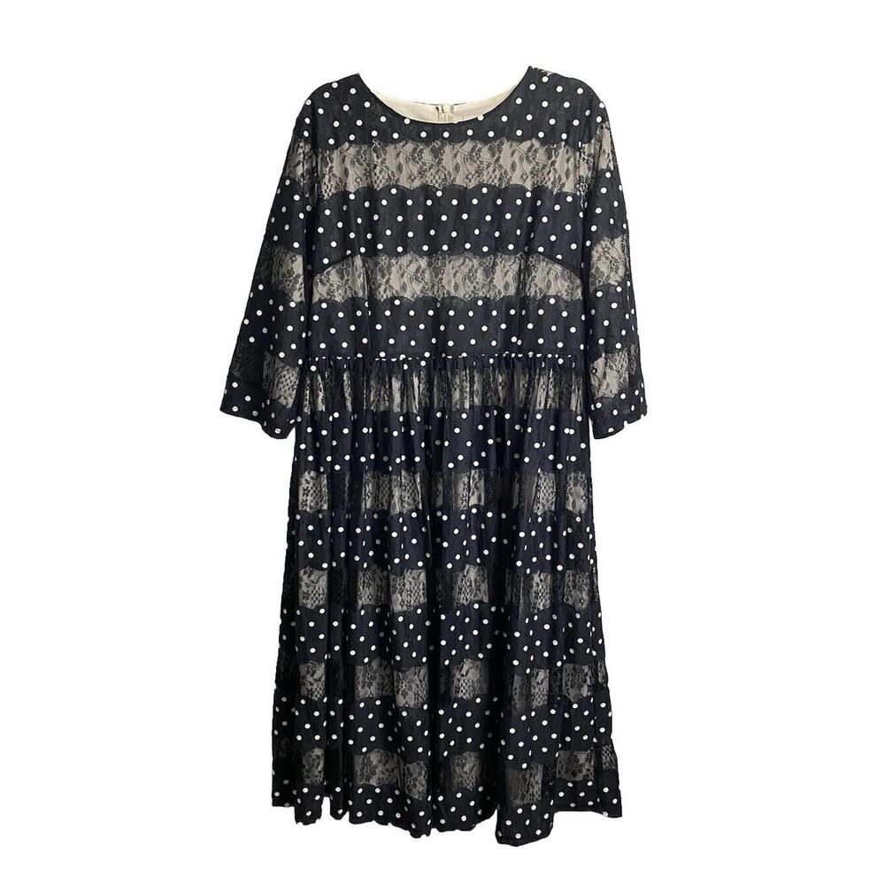Dainty Jewells Navy Blue Polka Dot Lace